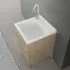 Pilozzo Mobile lavatoio 50x49,7 cm rovere con vasca in ceramica e asse lavapanni
