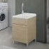 Anta chiusa Mobile lavatoio 50x49,7 cm rovere con vasca in ceramica e asse lavapanni