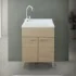 Mobile lavatoio 59,3x49,8 cm rovere con vasca in ceramica e asse lavapanni