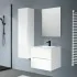 Pensile Mobile bagno sospeso 60 bianco cannettato 2 cassetti lavabo e specchio Rigo
