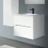 Cassetti chiusi Mobile bagno sospeso 60 bianco cannettato 2 cassetti lavabo e specchio Rigo