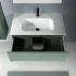 Mobiletto bagno sospeso 60 verde cannettato 2 cassetti lavabo e specchio Rigo