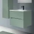 Cassetti chiusi Mobile bagno sospeso 60 verde cannettato 2 cassetti lavabo e specchio Rigo