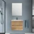 Mobile bagno sospeso 60 rovere cannettato 2 cassetti lavabo e specchio Rigo