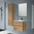 Pensile Mobile bagno sospeso 60 rovere cannettato 2 cassetti lavabo e specchio Rigo
