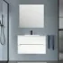 Mobile bagno sospeso 80 bianco cannettato 2 cassetti lavabo e specchio Rigo