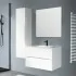 Pensile Mobile bagno sospeso 80 bianco cannettato 2 cassetti lavabo e specchio Rigo