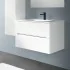 Cassetti chiusi Mobile bagno sospeso 80 bianco cannettato 2 cassetti lavabo e specchio Rigo