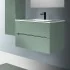 Cassetti chiusi Mobile bagno sospeso 80 verde cannettato 2 cassetti lavabo e specchio Rigo