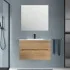 Mobile bagno sospeso 80 rovere cannettato 2 cassetti lavabo e specchio Rigo