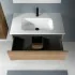 Mobiletto bagno sospeso 80 rovere cannettato 2 cassetti lavabo e specchio Rigo