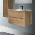 Cassetti chiusi Mobile bagno sospeso 80 rovere cannettato 2 cassetti lavabo e specchio Rigo