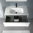 Mobiletto bagno sospeso 100 bianco cannettato 2 cassetti lavabo e specchio Rigo