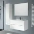Pensile Mobile bagno sospeso 100 bianco cannettato 2 cassetti lavabo e specchio Rigo