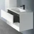 Cassetto aperto Mobile bagno sospeso 100 bianco cannettato 2 cassetti lavabo e specchio Rigo