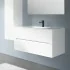 Cassetti chiusi Mobile bagno sospeso 100 bianco cannettato 2 cassetti lavabo e specchio Rigo