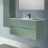 Cassetti chiusi Mobile bagno sospeso 100 verde cannettato 2 cassetti lavabo e specchio Rigo