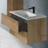 Cassetto aperto Mobile bagno sospeso 100 rovere cannettato 2 cassetti lavabo e specchio Rigo