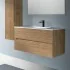 Cassetti chiusi Mobile bagno sospeso 100 rovere cannettato 2 cassetti lavabo e specchio Rigo