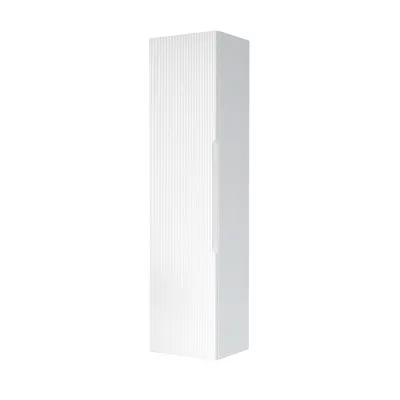 Colonna bagno sospesa 35 cm bianco opaco cannettato con ripiani Rigo