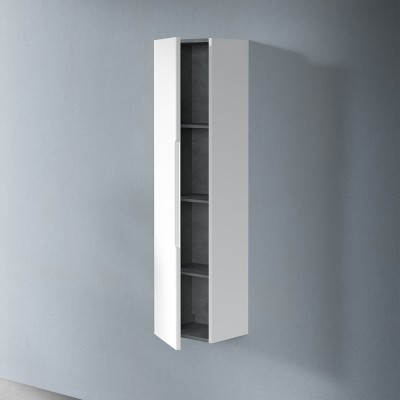 Anta aperta Colonna bagno sospesa 35 cm bianco opaco cannettato con ripiani Rigo