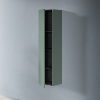Anta aperta Colonna bagno sospesa 35 cm verde opaco cannettato con ripiani Rigo