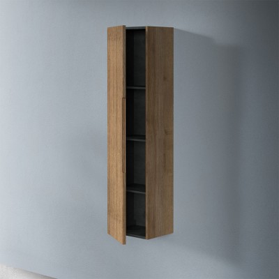 Anta aperta Colonna bagno sospesa 35 cm rovere cannettato con ripiani Rigo