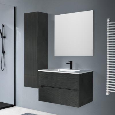 Composizione completa Colonna bagno sospesa 35 cm lava cannettato con ripiani Rigo