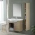 Anta aperta Mobile bagno sospeso 80 cm Rovere Dolomite completo di lavabo e specchio Desya