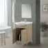 Ante aperte Mobile bagno a terra 55 cm Rovere Dolomite completo di lavabo e specchio Desya