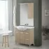 Mobile bagno a terra 85 cm rovere dolomite con pensile su specchio LED Desya