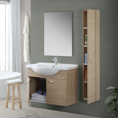 Anta aperta Pensile bagno sospeso 150 cm rovere dolomite con anta reversibile Desya