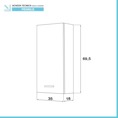 Scheda tecnica Pensile bagno sospeso 35 cm rovere dolomite con ripiano regolabile Desya