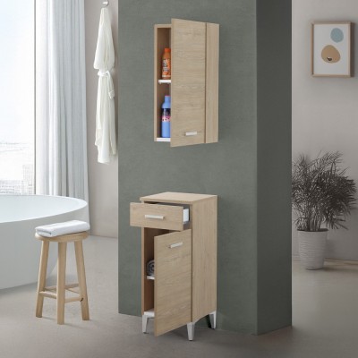 Base multiuso 35x34 cm rovere dolomite con anta reversibile e cassetto Desya