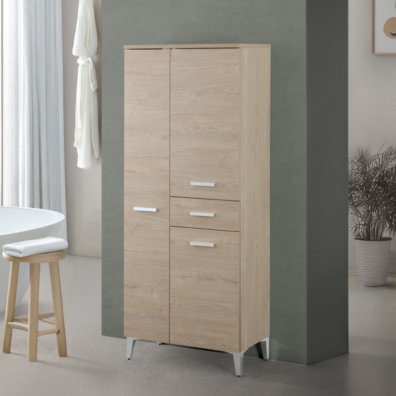 Colonna bagno dappoggio H 153,5 cm rovere dolomite con 2 ante e cassetto Desya Colonna bagno a terra 60x153,5 cm rovere dolomite con 2 ante e cassetto Desya