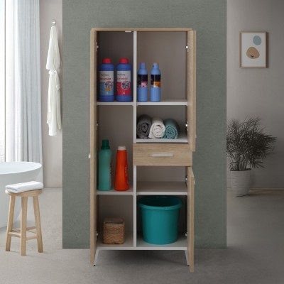 Anta aperta Colonna bagno dappoggio H 153,5 cm rovere dolomite con 2 ante e cassetto Desya