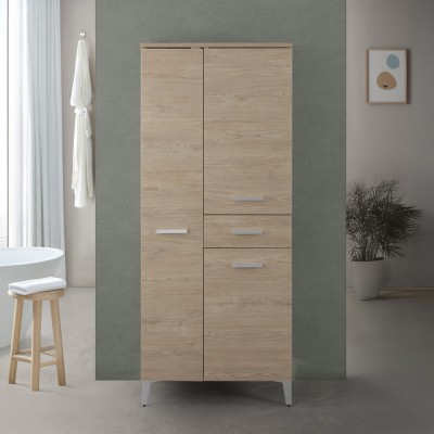 Colonna bagno dappoggio H 153,5 cm rovere dolomite con 2 ante e cassetto Desya