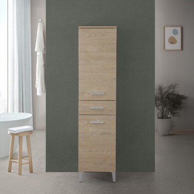 Colonna bagno dappoggio H 153,5 cm rovere dolomite con 2 ante e cassetto Desya
