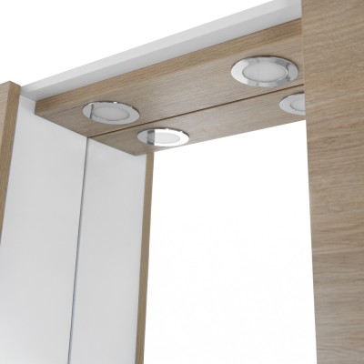 Specchio contenitore 91x61 cm rovere dolomite con pensili laterali e LED Desya