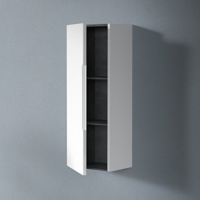 Anta aperta Pensile bagno sospeso 30 cm bianco opaco cannettato reversibile Rigo