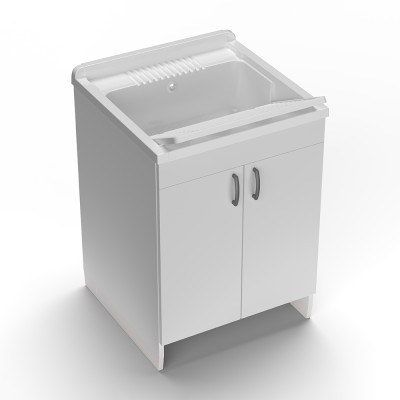 Mobile lavatoio 60x60 cm bianco in kit di montaggio con vasca e asse Ikaro