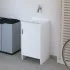 Mobile lavatoio 40x50 cm bianco in kit di montaggio con vasca e asse Ikaro