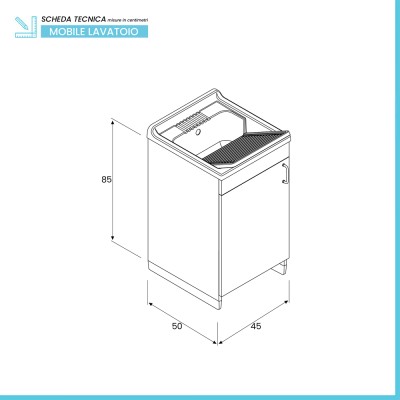 Scheda tecnica Mobile lavatoio 40x50 cm bianco in kit di montaggio con vasca e asse Ikaro