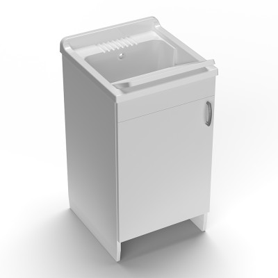 Mobile lavatoio 40x50 cm bianco in kit di montaggio con vasca e asse Ikaro