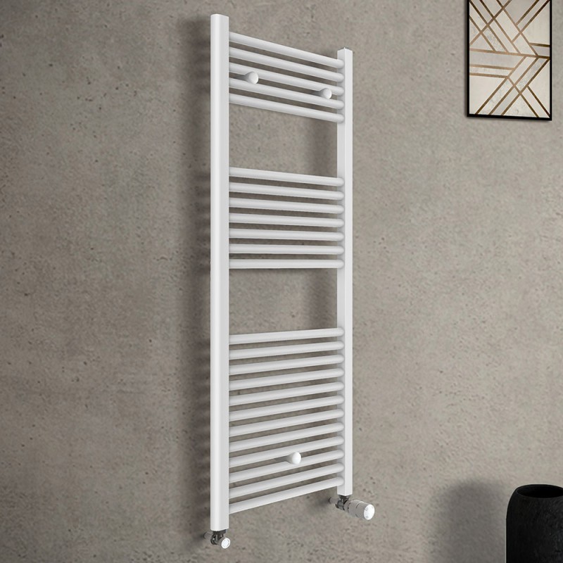 Termoarredo bagno scaldasalviette bianco L 45x120 interasse 40 cm
