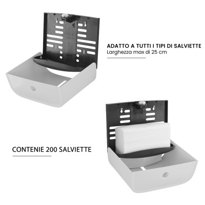 Funzionalità Distributore di salviette max 200 pz per carta piegata a Z in ABS bianco