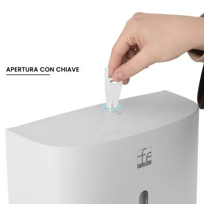 Chiavetta Distributore di salviette max 200 pz per carta piegata a Z in ABS bianco