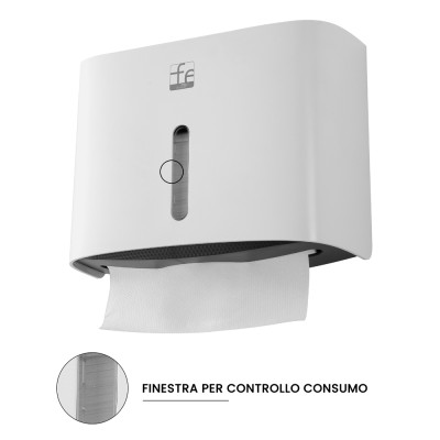 Finestra Distributore di salviette max 200 pz per carta piegata a Z in ABS bianco