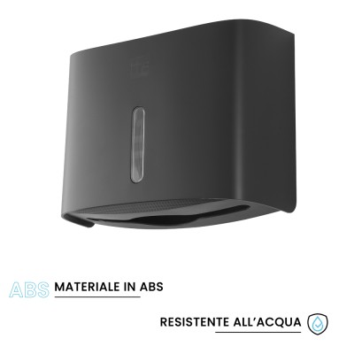 Caratteristiche Distributore di salviette max 200 pz per carta piegata a Z in ABS nero