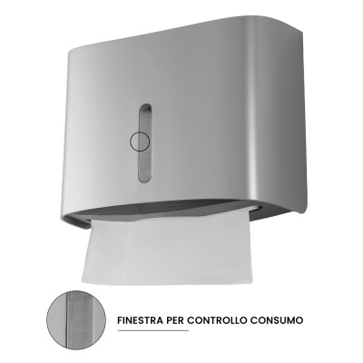 Finestrina Distributore di salviette max 200 pz per carta piegata a Z in ABS grigio